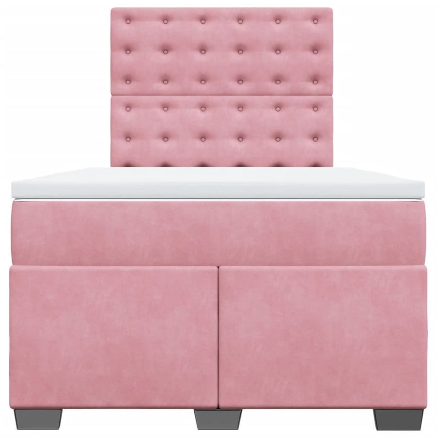 Boxspring met matras fluweel roze 120x200 cm