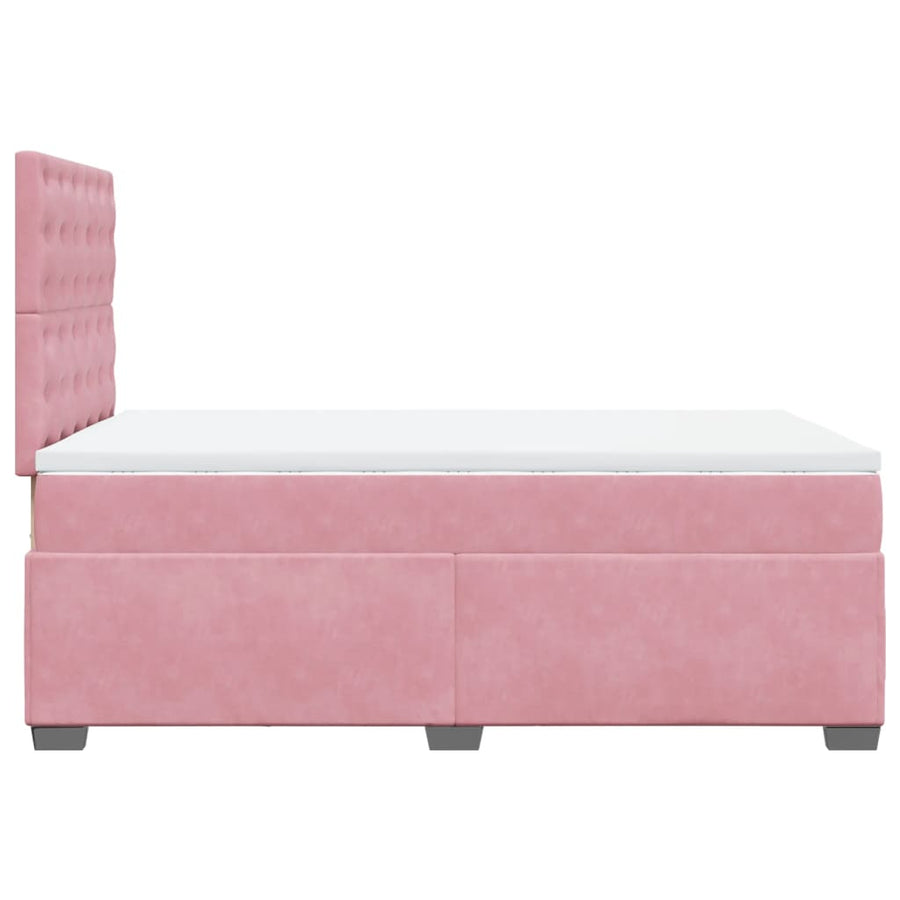 Boxspring met matras fluweel roze 120x200 cm