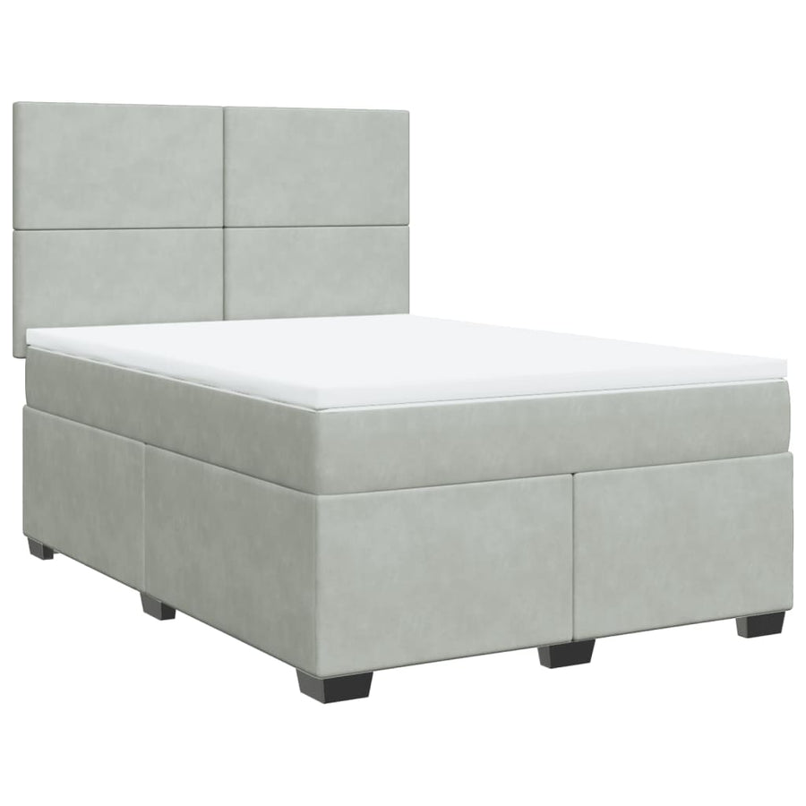Boxspring met matras fluweel lichtgrijs 140x190 cm