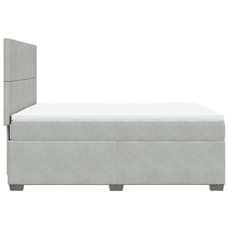 Boxspring met matras fluweel lichtgrijs 140x190 cm
