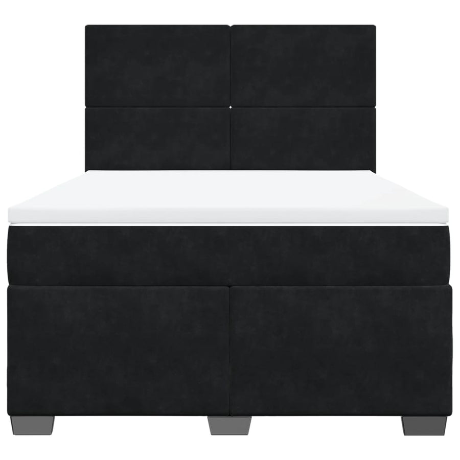 Boxspring met matras fluweel zwart 140x190 cm