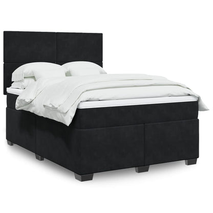 Boxspring met matras fluweel zwart 140x190 cm