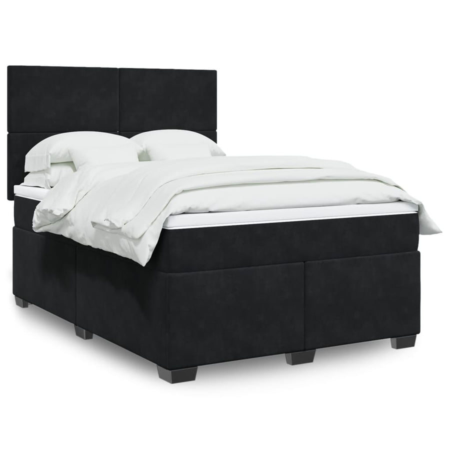 Boxspring met matras fluweel zwart 140x190 cm