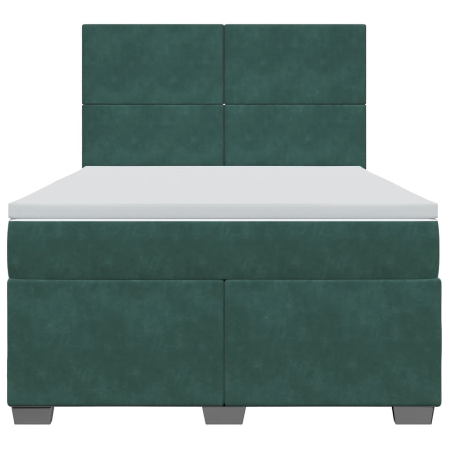 Boxspring met matras fluweel donkergroen 140x190 cm
