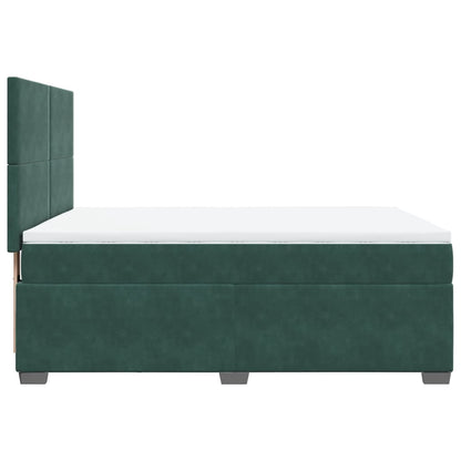Boxspring met matras fluweel donkergroen 140x190 cm