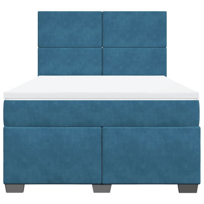 Boxspring met matras fluweel blauw 140x190 cm
