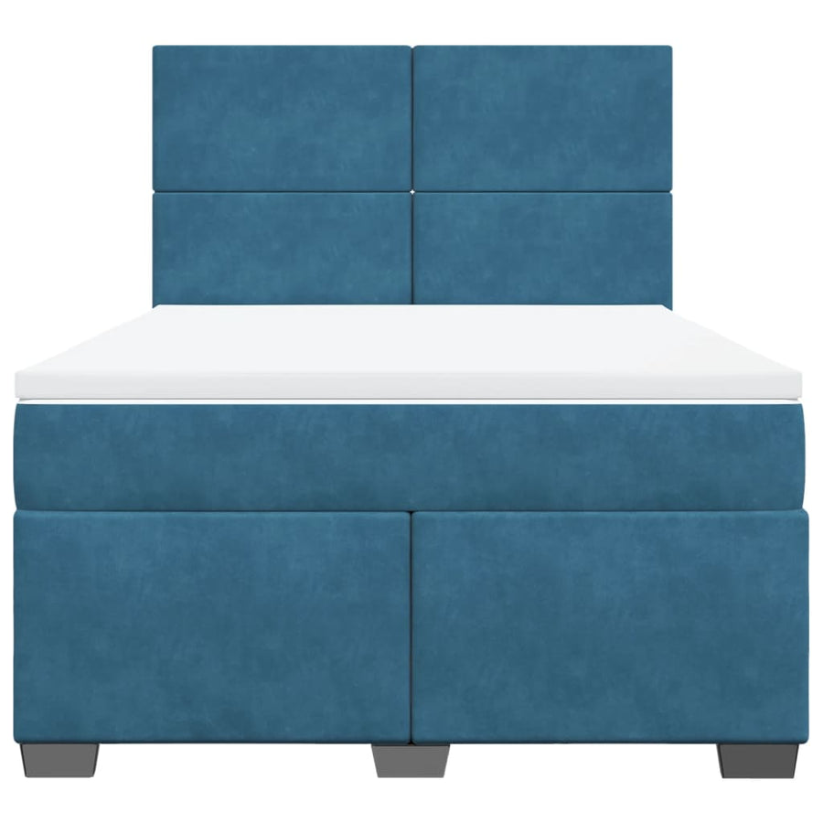 Boxspring met matras fluweel blauw 140x190 cm