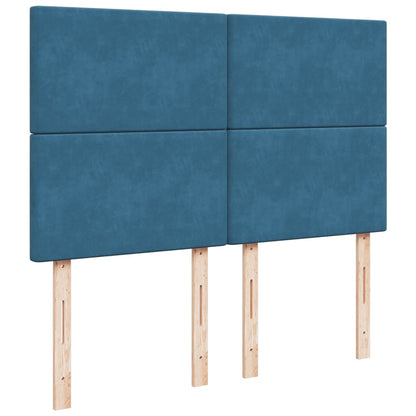 Boxspring met matras fluweel blauw 140x190 cm