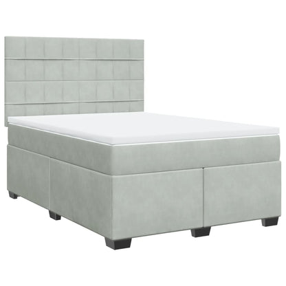 Boxspring met matras fluweel lichtgrijs 140x190 cm