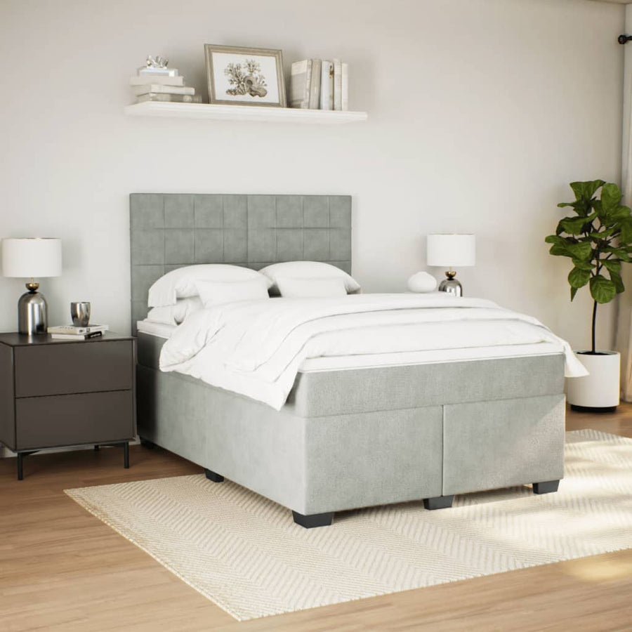 Boxspring met matras fluweel lichtgrijs 140x190 cm