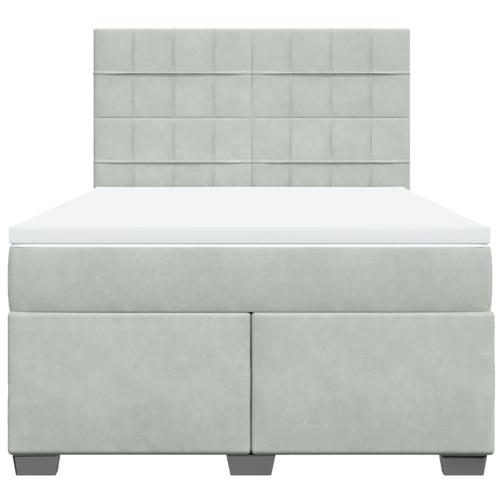 Boxspring met matras fluweel lichtgrijs 140x190 cm
