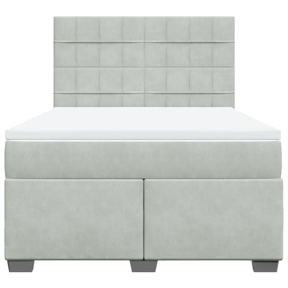 Boxspring met matras fluweel lichtgrijs 140x190 cm