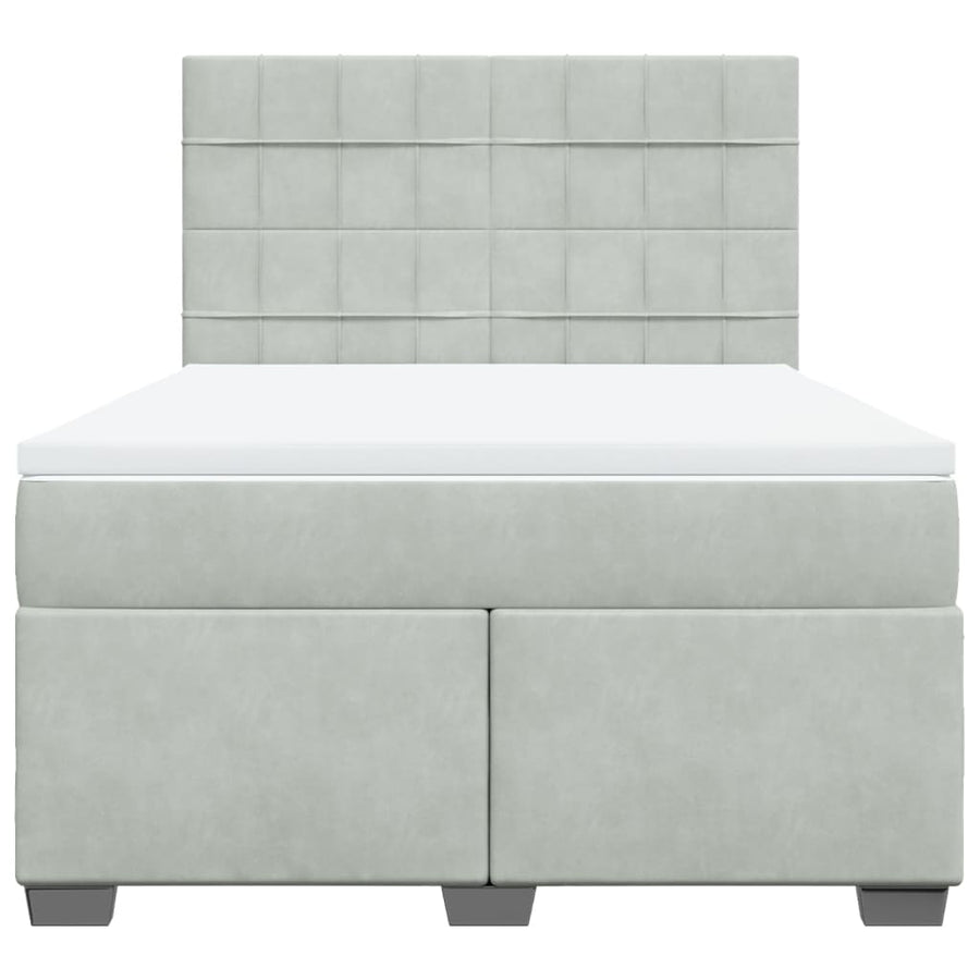 Boxspring met matras fluweel lichtgrijs 140x190 cm