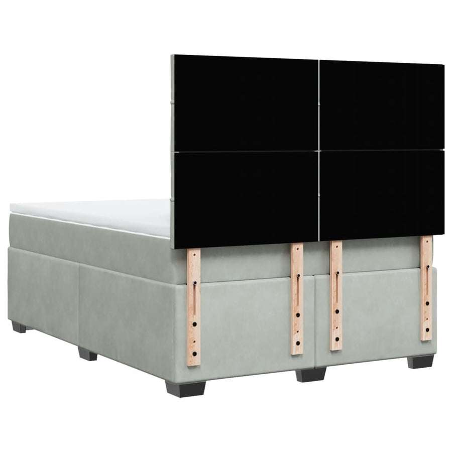 Boxspring met matras fluweel lichtgrijs 140x190 cm