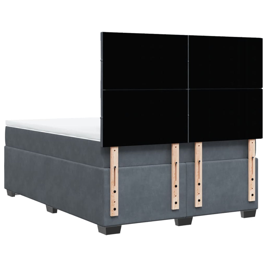 Boxspring met matras fluweel donkergrijs 140x190 cm
