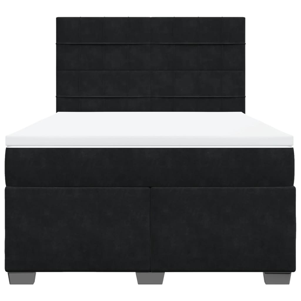 Boxspring met matras fluweel zwart 140x190 cm