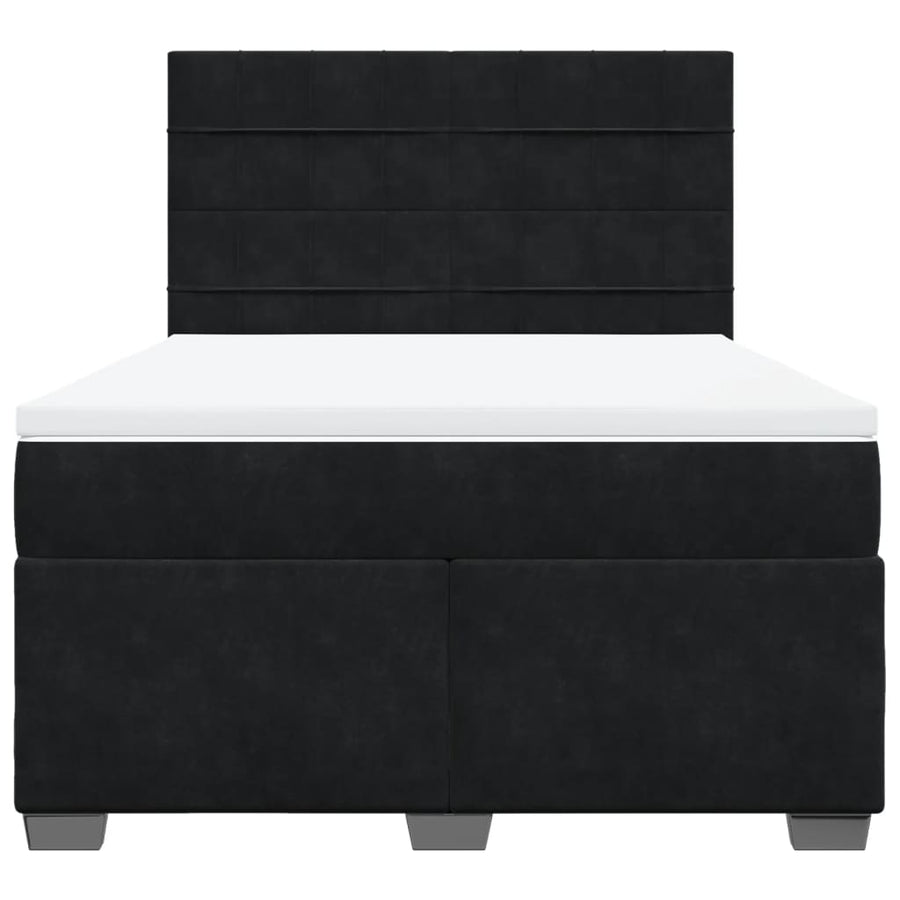 Boxspring met matras fluweel zwart 140x190 cm