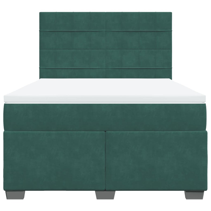 Boxspring met matras fluweel donkergroen 140x190 cm