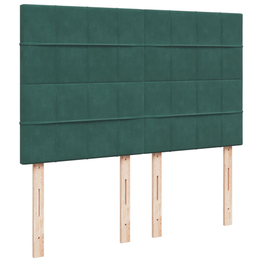 Boxspring met matras fluweel donkergroen 140x190 cm