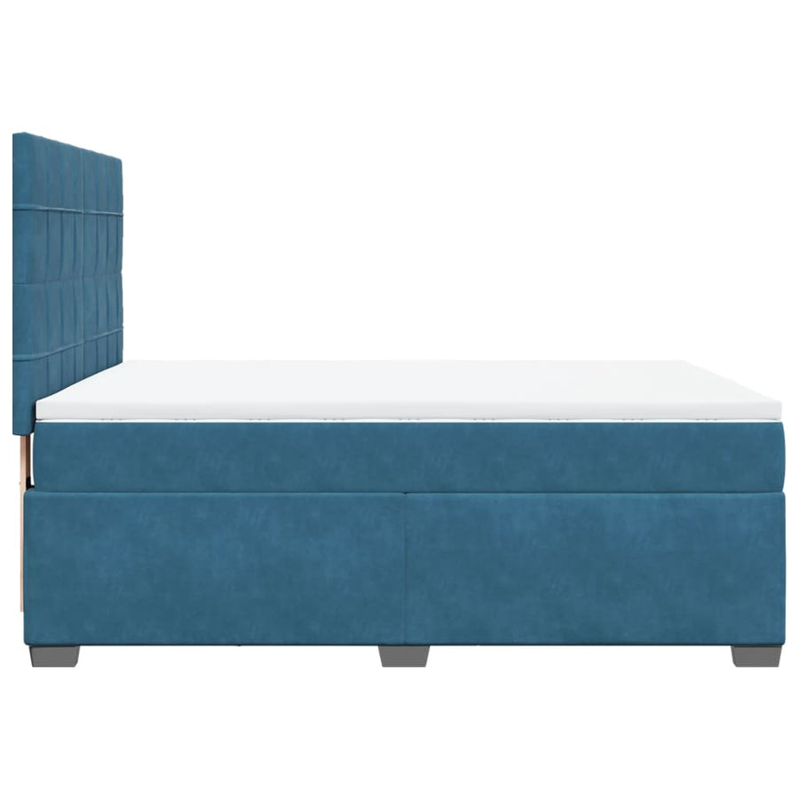 Boxspring met matras fluweel blauw 140x190 cm