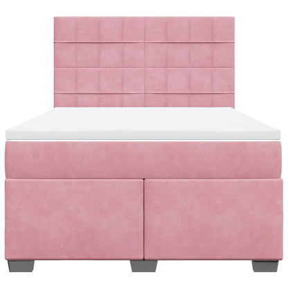 Boxspring met matras fluweel roze 140x190 cm