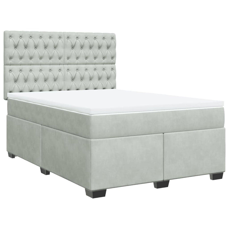 Boxspring met matras fluweel lichtgrijs 140x190 cm