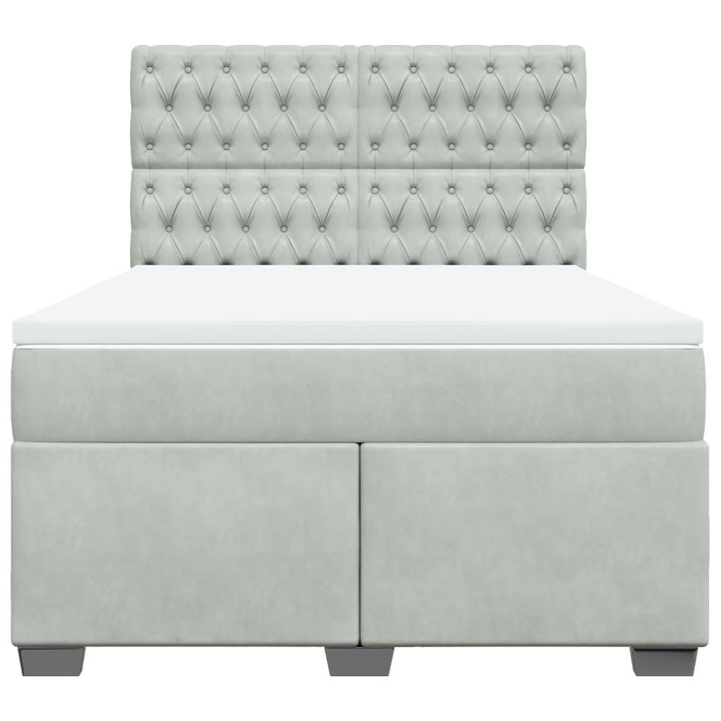 Boxspring met matras fluweel lichtgrijs 140x190 cm