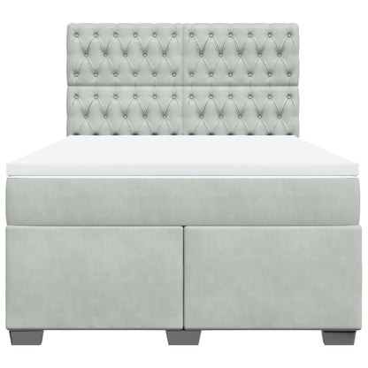 Boxspring met matras fluweel lichtgrijs 140x190 cm