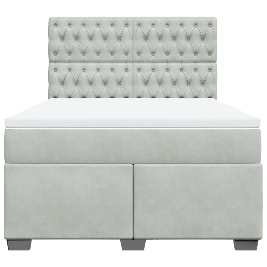 Boxspring met matras fluweel lichtgrijs 140x190 cm