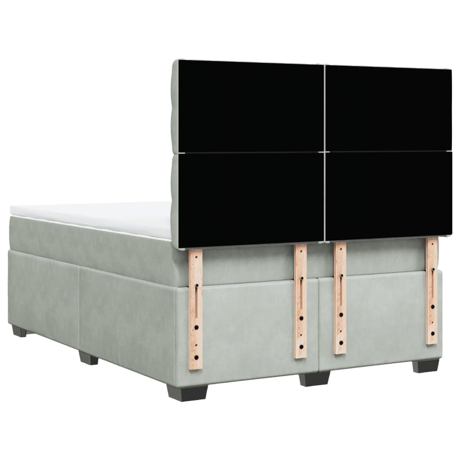 Boxspring met matras fluweel lichtgrijs 140x190 cm