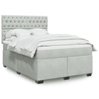 Velvet light gray box spring with mattress 140x190 cm