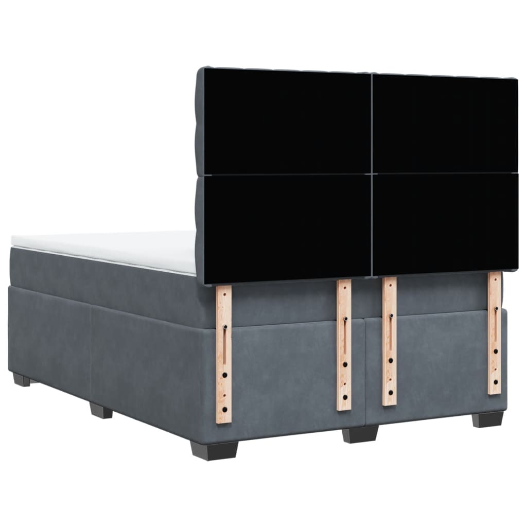 Boxspring met matras fluweel donkergrijs 140x190 cm