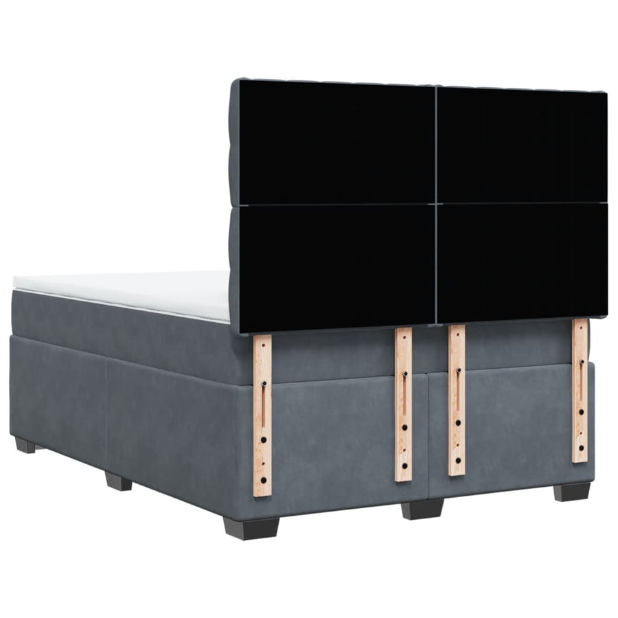 Boxspring met matras fluweel donkergrijs 140x190 cm