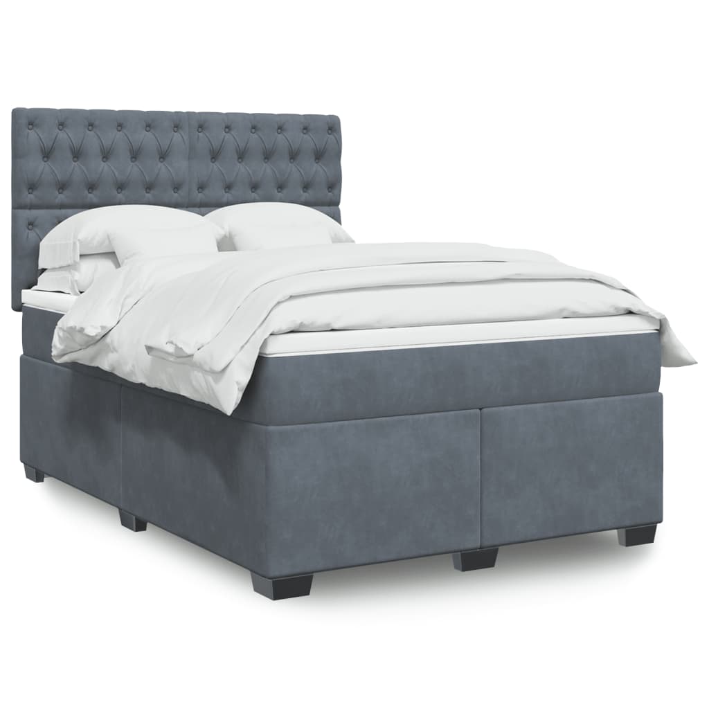 Boxspring met matras fluweel donkergrijs 140x190 cm