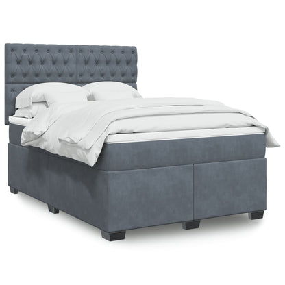 Boxspring met matras fluweel donkergrijs 140x190 cm