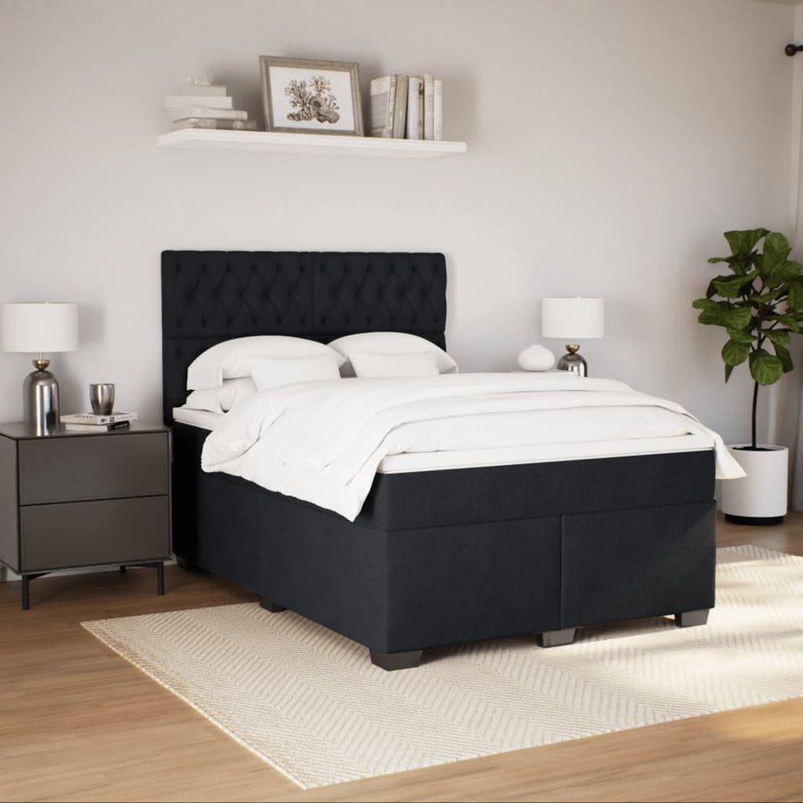 Boxspring met matras fluweel zwart 140x190 cm