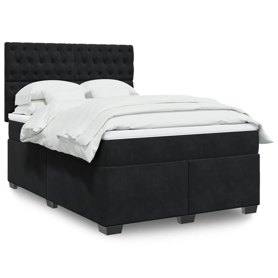 Boxspring met matras fluweel zwart 140x190 cm