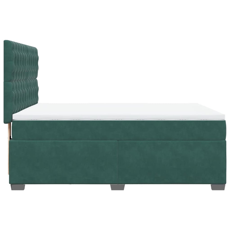 Boxspring met matras fluweel donkergroen 140x190 cm