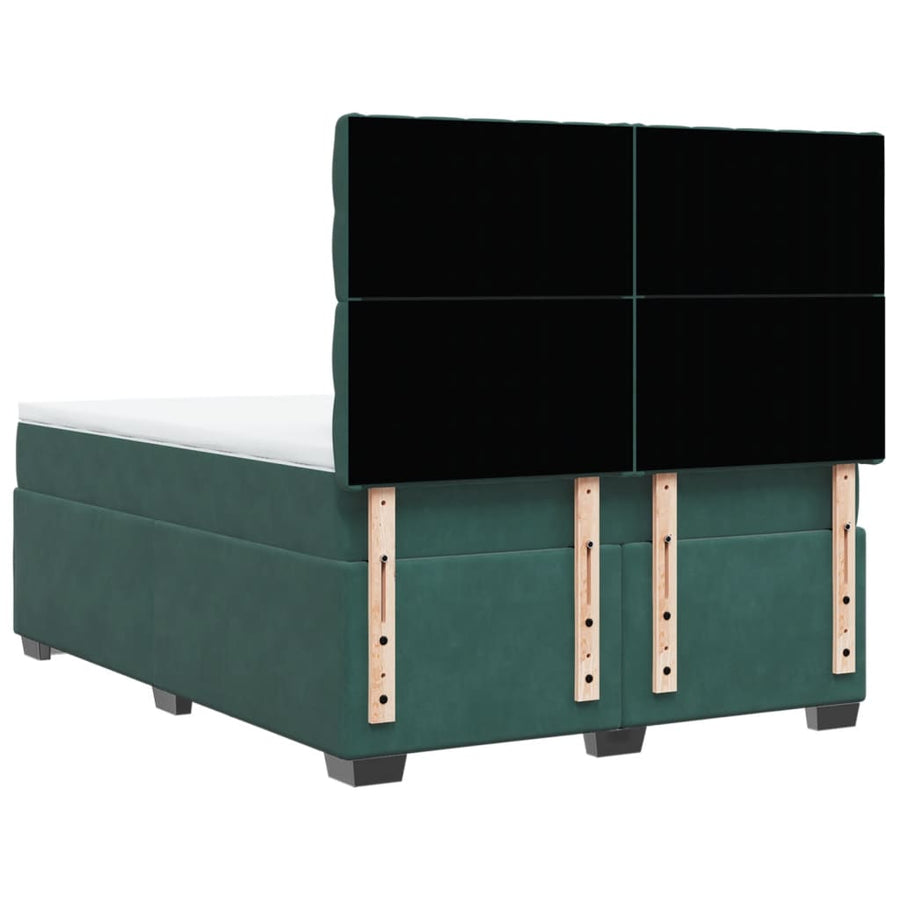 Boxspring met matras fluweel donkergroen 140x190 cm