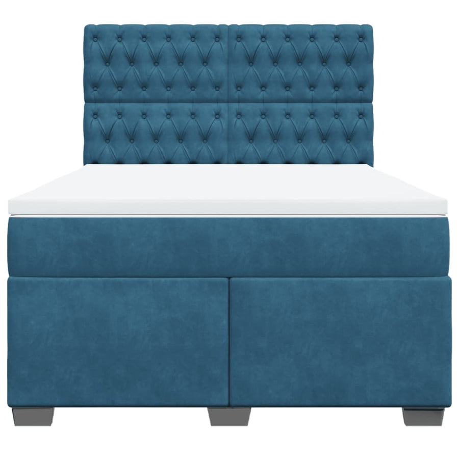 Boxspring met matras fluweel blauw 140x190 cm