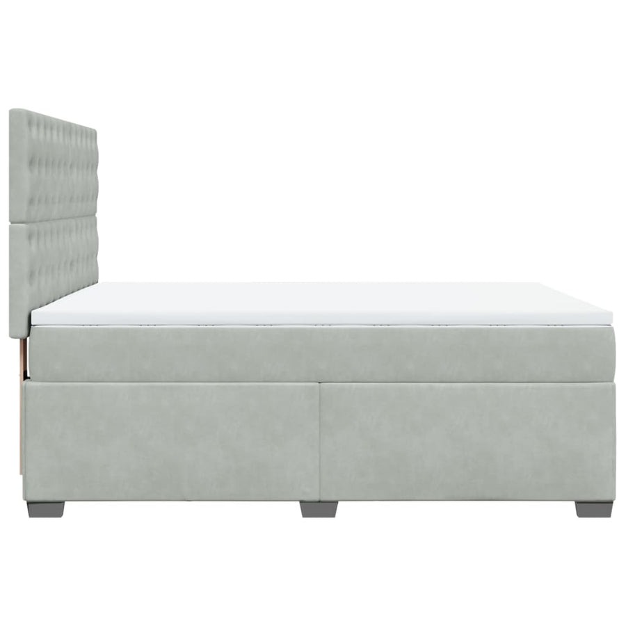 Boxspring met matras fluweel lichtgrijs 140x190 cm