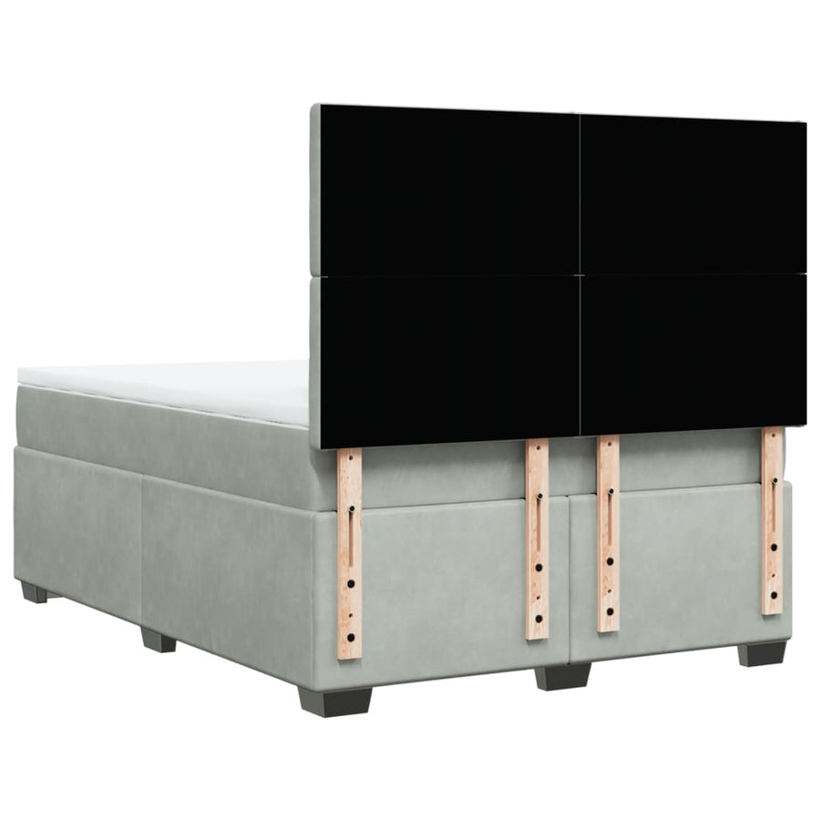 Boxspring met matras fluweel lichtgrijs 140x190 cm