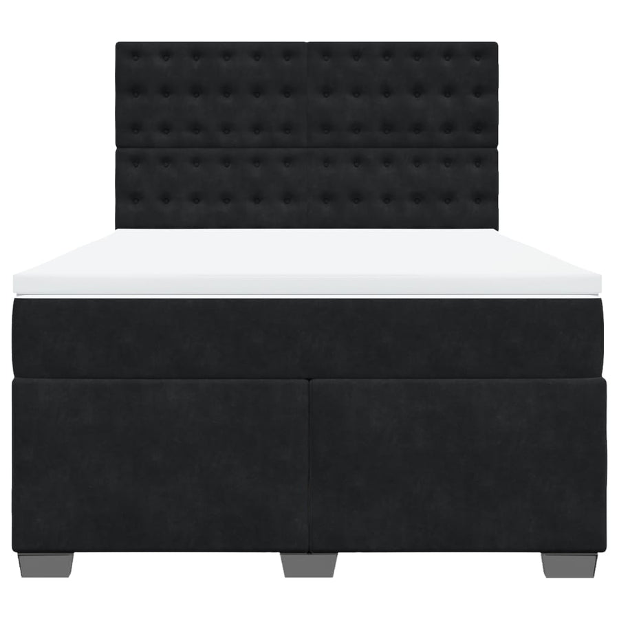Boxspring met matras fluweel zwart 140x190 cm