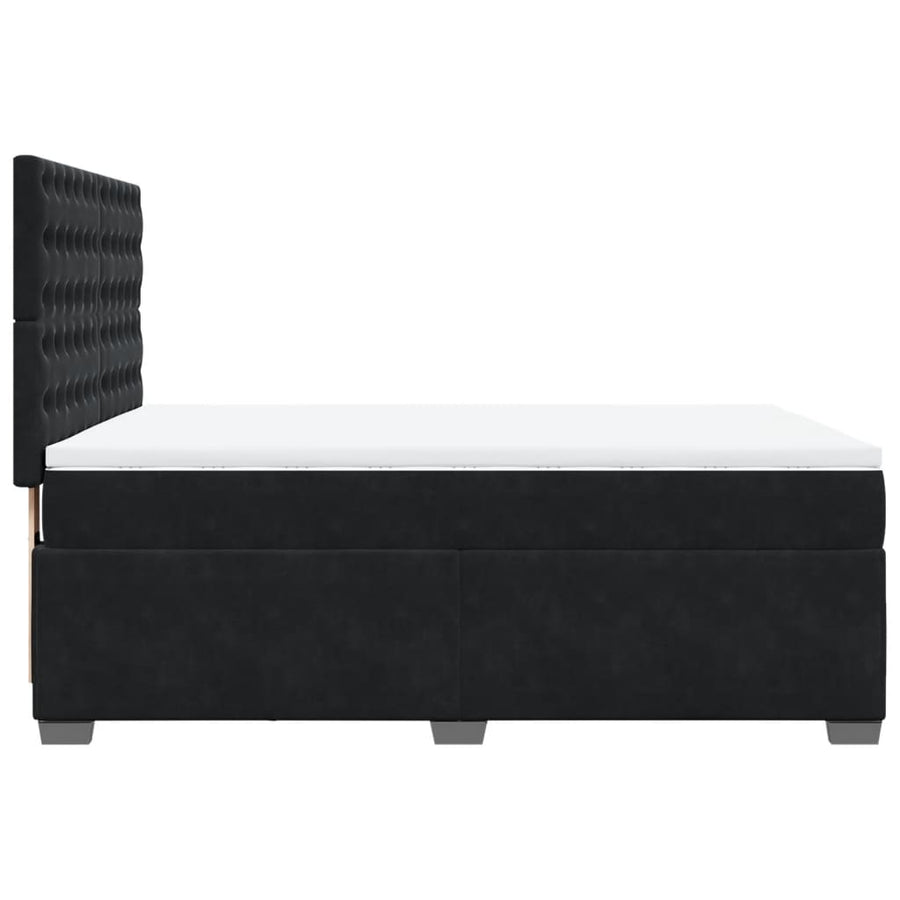 Boxspring met matras fluweel zwart 140x190 cm