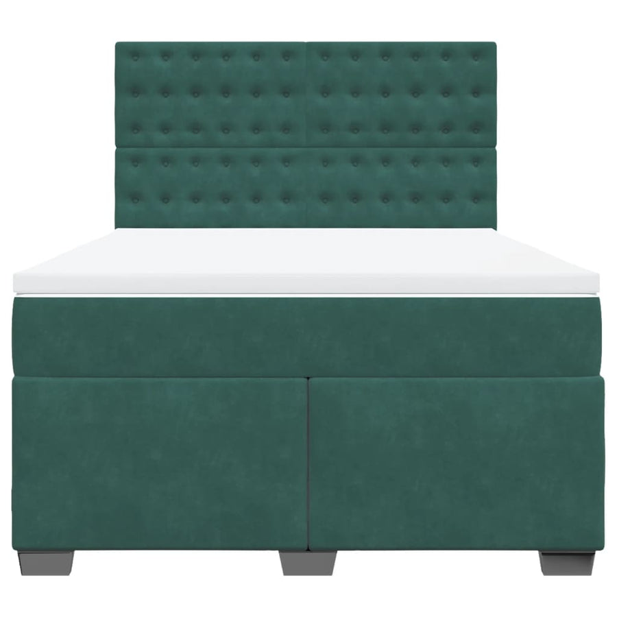 Boxspring met matras fluweel donkergroen 140x190 cm