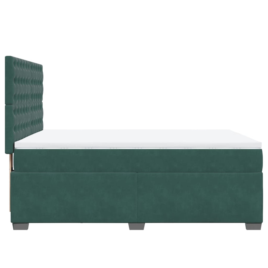 Boxspring met matras fluweel donkergroen 140x190 cm