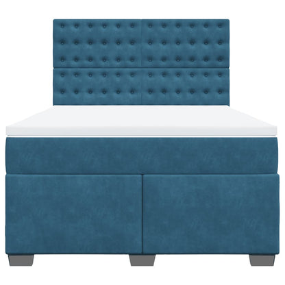 Boxspring met matras fluweel blauw 140x190 cm