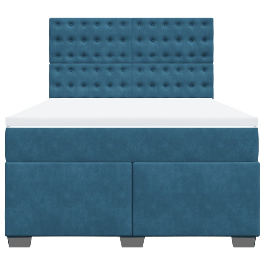 Boxspring met matras fluweel blauw 140x190 cm