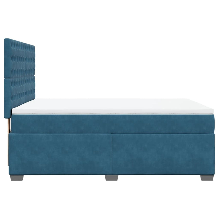 Boxspring met matras fluweel blauw 140x190 cm