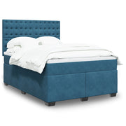Boxspring met matras 140x190 cm fluweel blauw